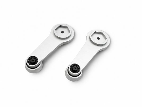 Land Rover Defender Window Crank Handles - Early Style - Satin Silver