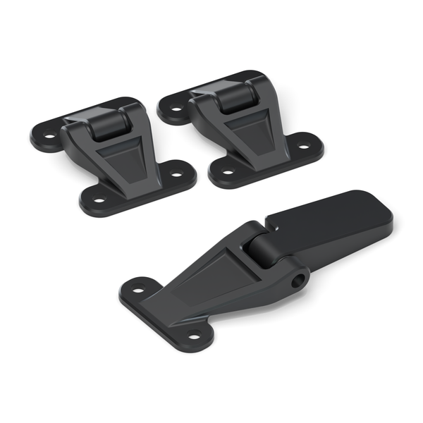 Land Rover Defender door hinges, rear door full door kit, the two lower hinges and the upper hinge (rendering)
