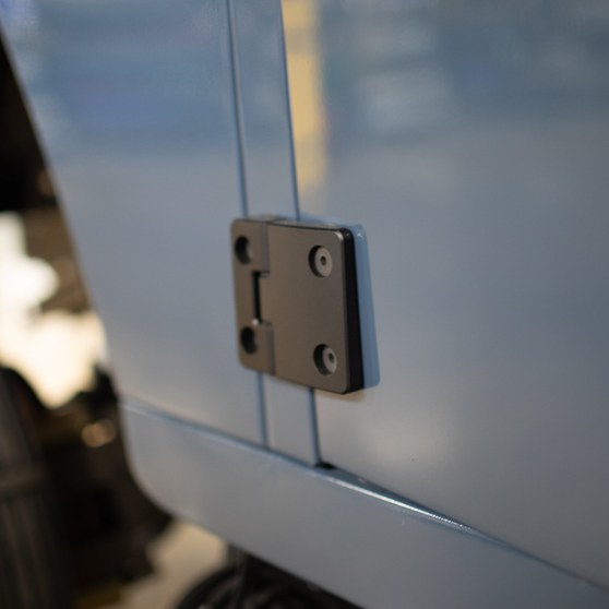 Land Rover Defender Door Hinges - Front Door Kit, fitted on a Land Rover Defender