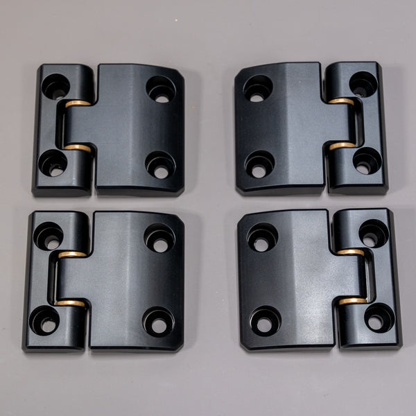 Second Row Door Hinge 4-Piece Set Defender Black Aluminum