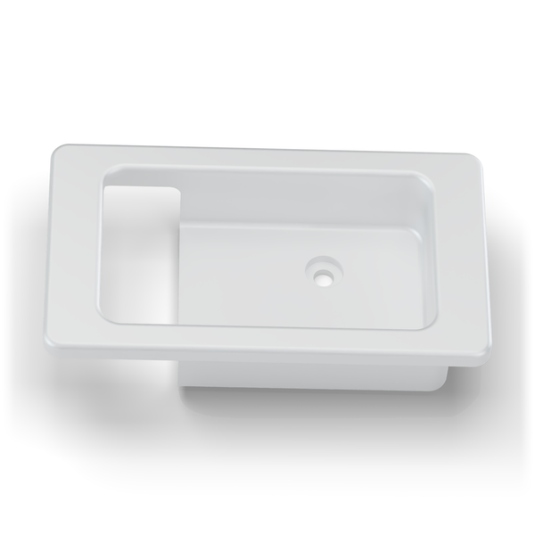Land Rover Defender Interior Door Latch Escutcheon - LH - Satin Silver (rendering)