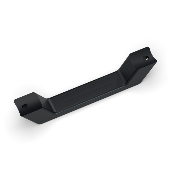 Land Rover Defender A-Pillar Grab Handle - Black, the back: grip grooves and a screw hole in each foot (rendering)