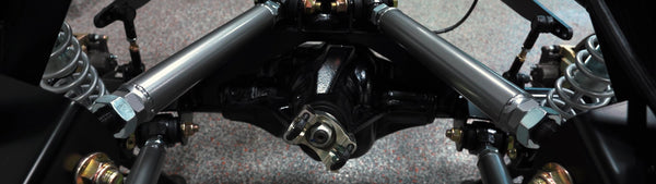 The rear axle, links and coil springs of a Blackbridge Mark X chassis