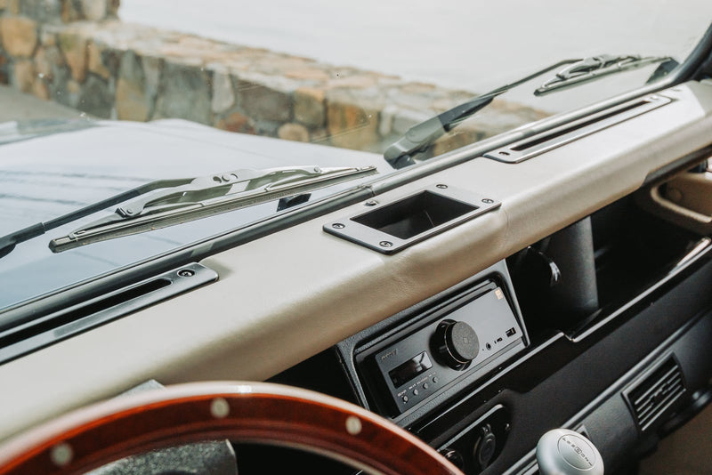 Land Rover Defender Coin Tray - Black, fitted on a Land Rover Defender