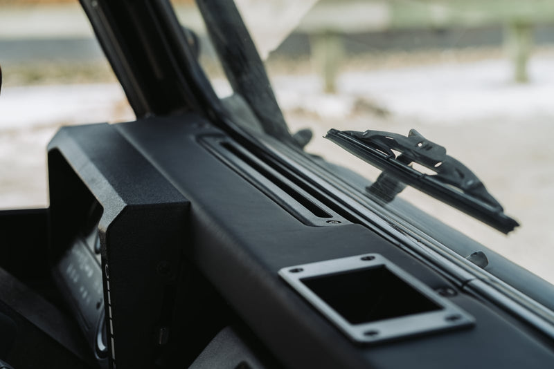 Land Rover Defender Coin Tray - Black, fitted on a Land Rover Defender