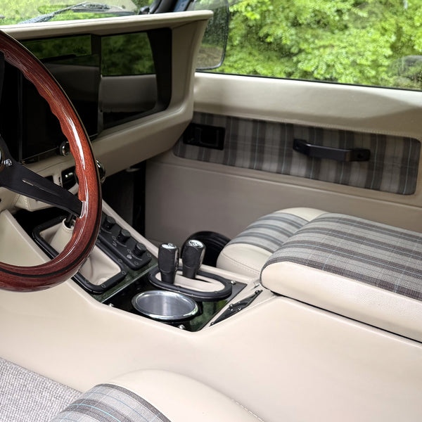 The finished dash and center console seen from the driver door