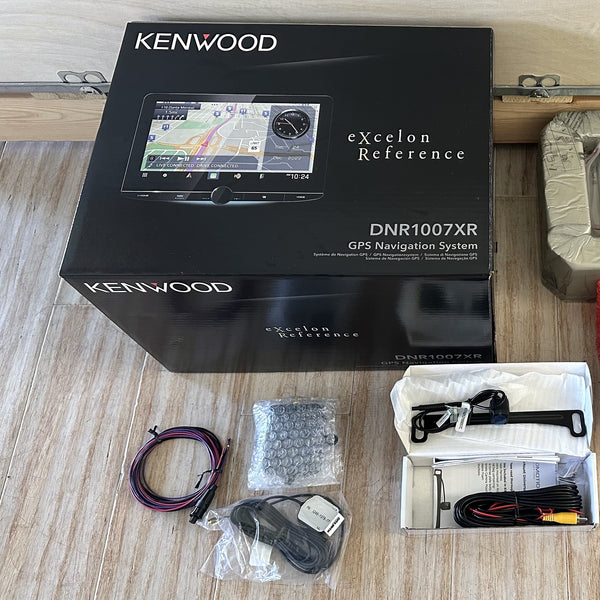 Kenwood Excelon head unit, AutoMeter InVision gauge display, rear-view camera and wiring as supplied