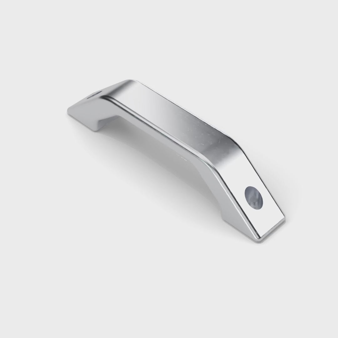 Land Rover Defender Door Pull Handle - Bare Aluminum, turning (rendering)