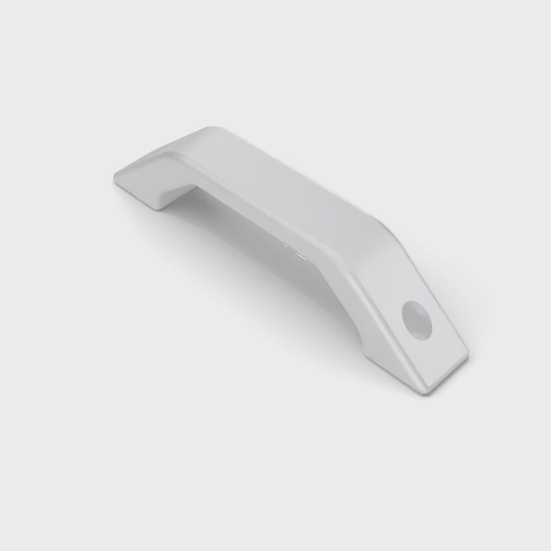 Land Rover Defender Door Pull Handle - Satin Silver, turning (rendering)