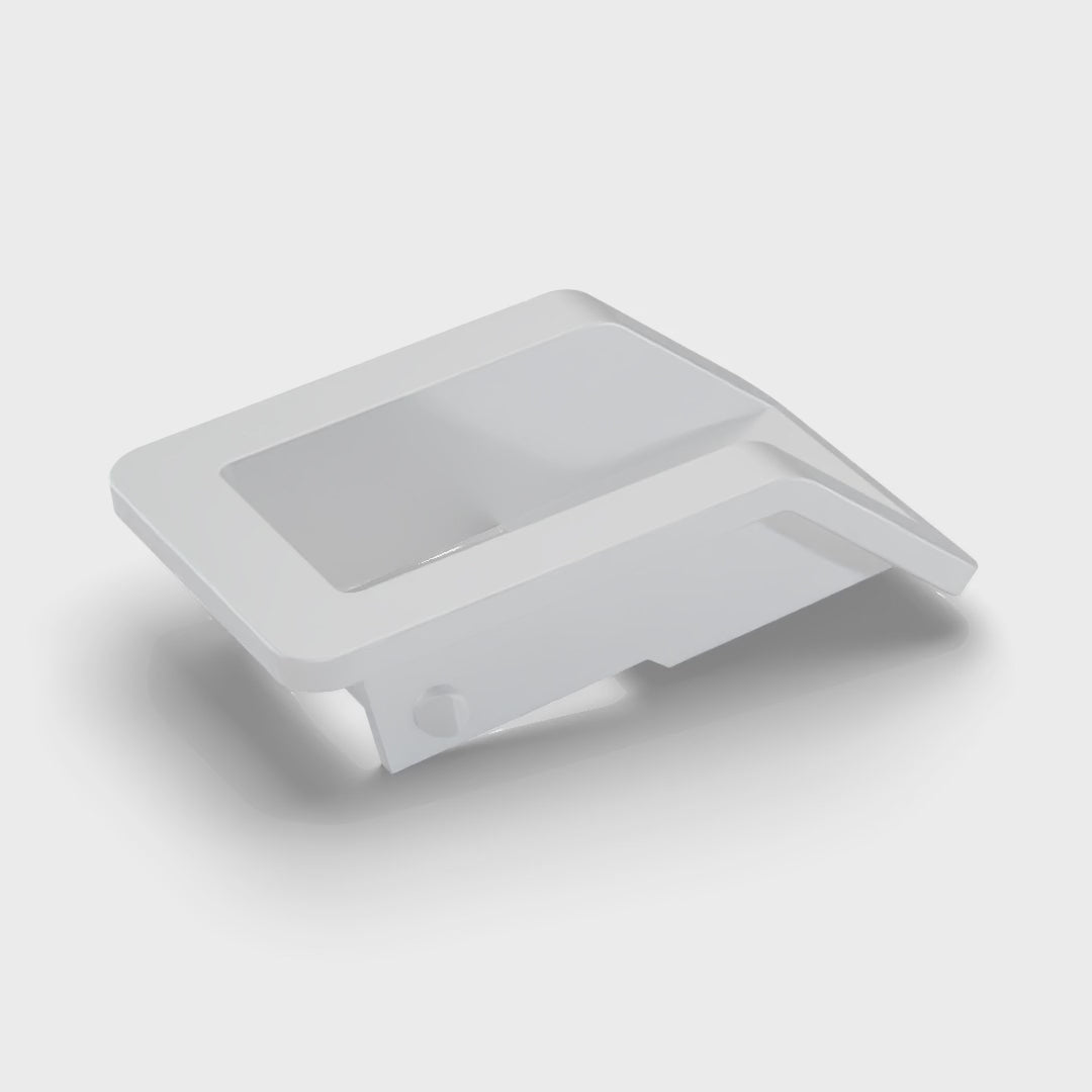 Land Rover Defender Door Lock Escutcheon - Satin Silver, turning (rendering)