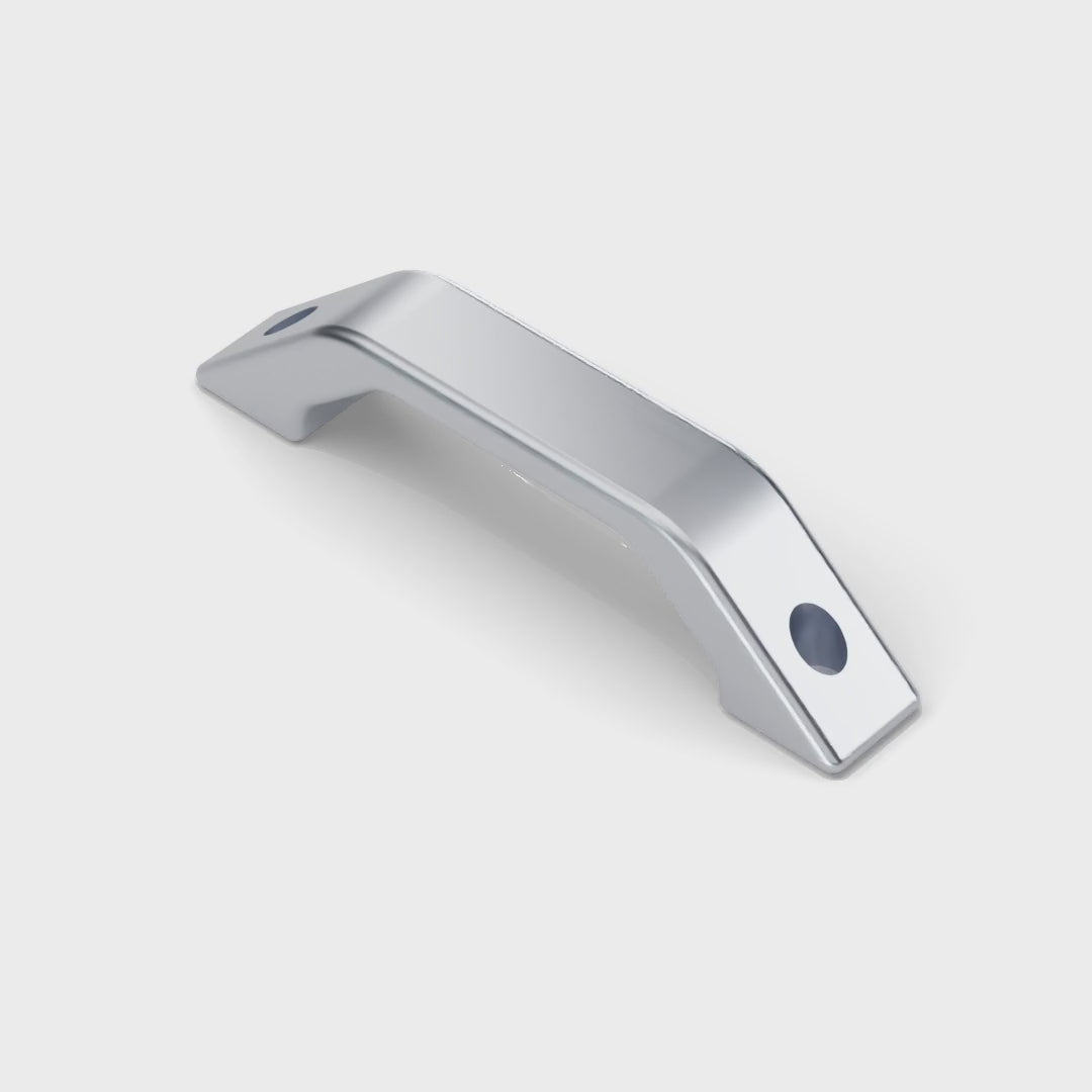 Land Rover Defender Door Pull Handle - Bright Silver, turning (rendering)