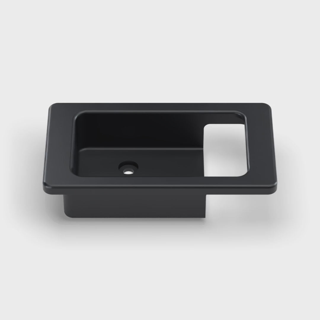 Land Rover Defender Interior Door Latch Escutcheon - RH - Black, turning (rendering)